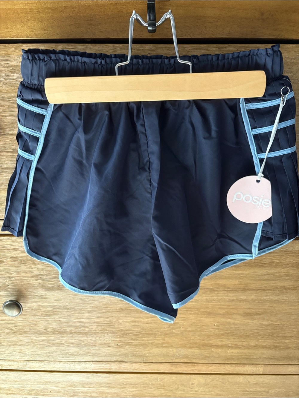 Posie activeNavy Athletic Shorts with Light Blue Trim